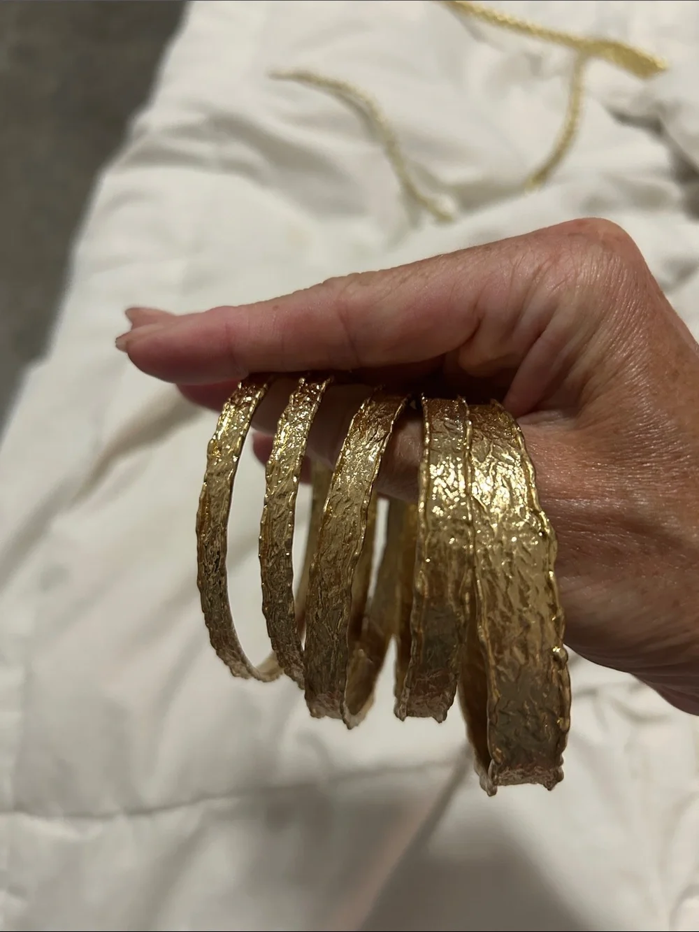 Zara Gold Textured Bangle Stack for Women